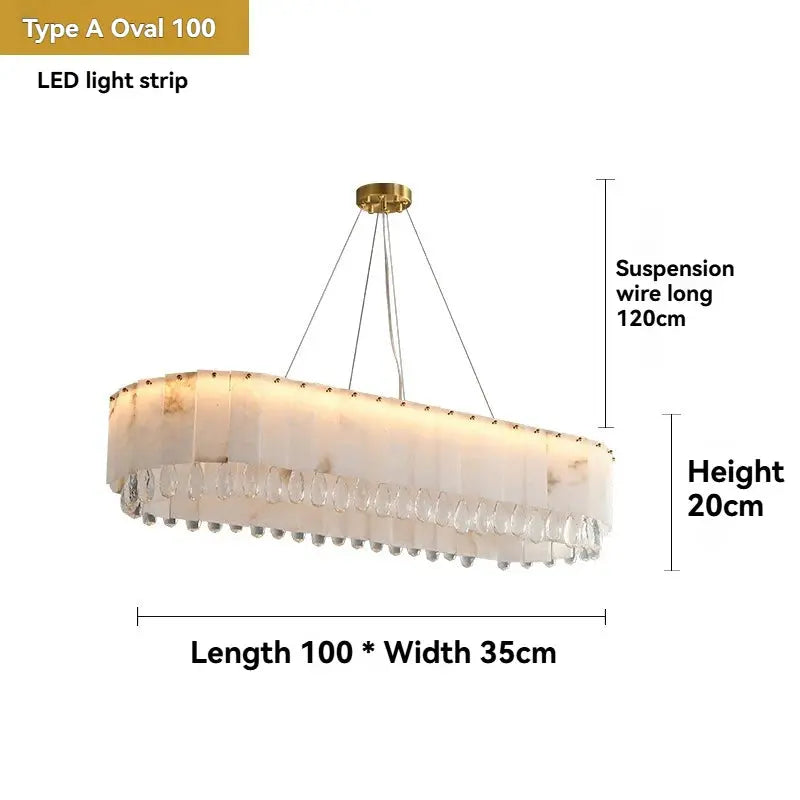 Villa Lobby Dining Living Room Alabaster Hanging Lamp - ChandeliersLife®