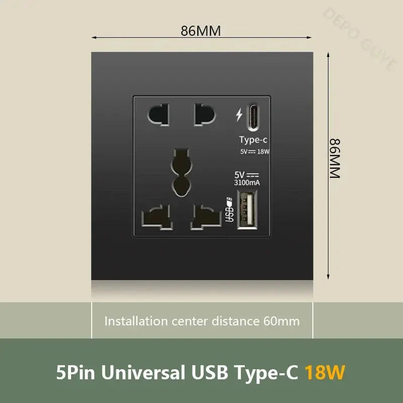 UK Wall Electrical Outlet with USB Charger ChandeliersLife®