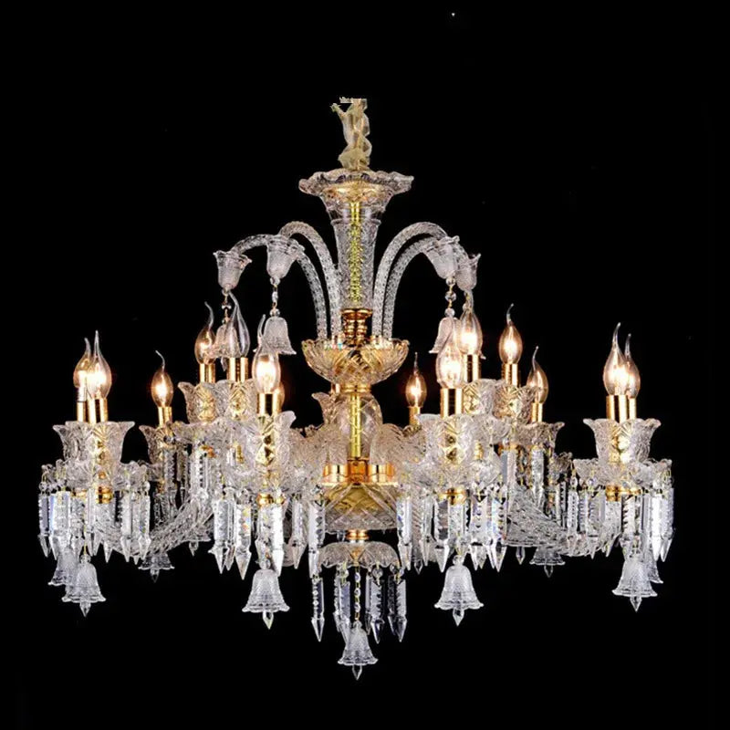 Europe Golden Clear Candle Crystal Chandelier Dining  Pendent Lamp Clear Villa Hotel Bedroom Living Room Glass Decora Droplight ChandeliersLife®