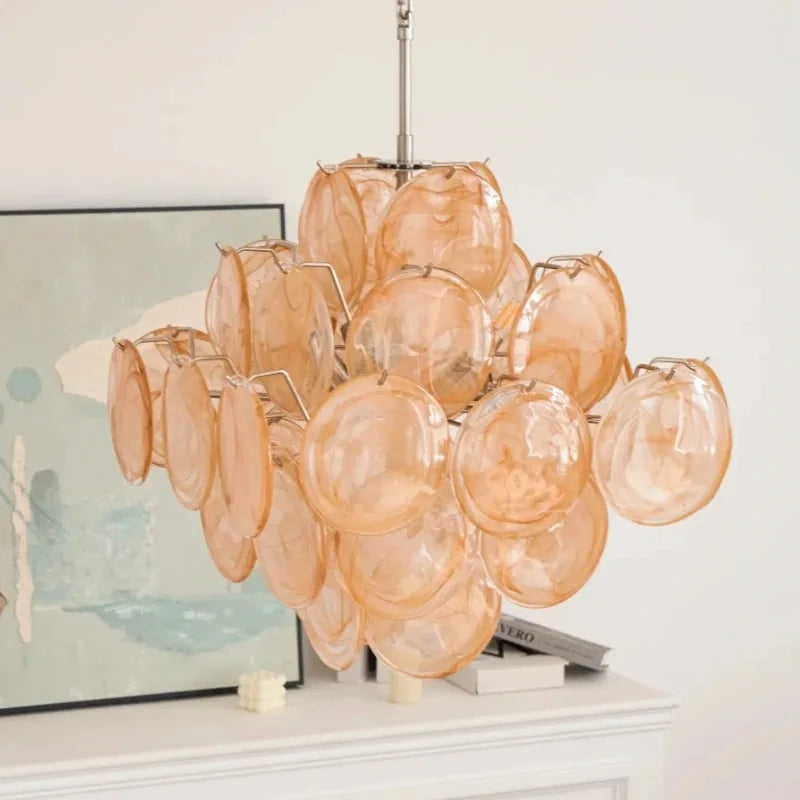 Elodie Murano-inspired Coloured Glass Disc chandelier, product gallery image 12 of 12