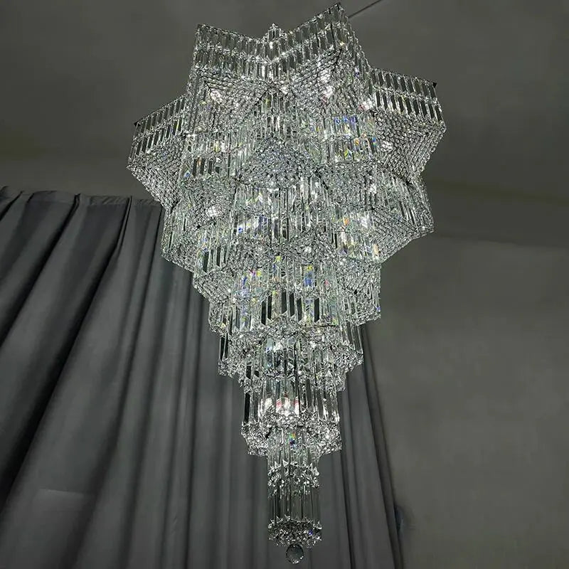 Luxury Villa Chandeliers Star Staircase Crystal Chandelier ChandeliersLife®