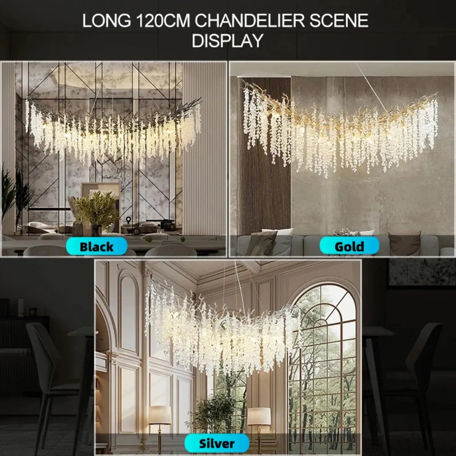 Luxury Crystal Chandelier Lighting Black Gold Chrome ChandeliersLife®