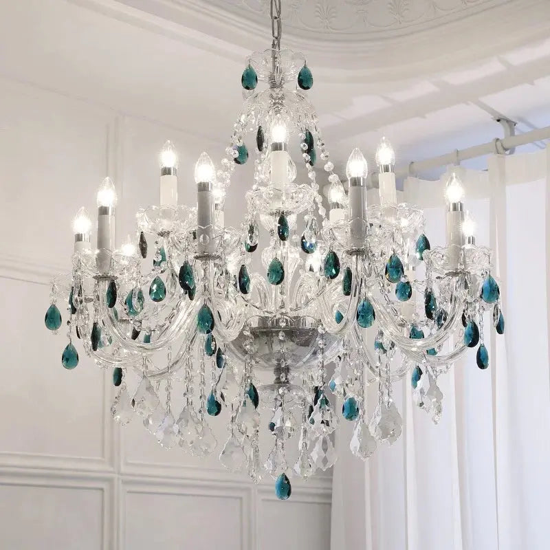 French Blue Crystal Chandelier