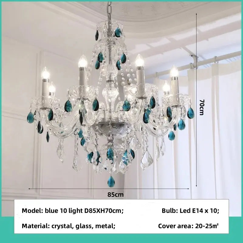French Blue Crystal Chandelier