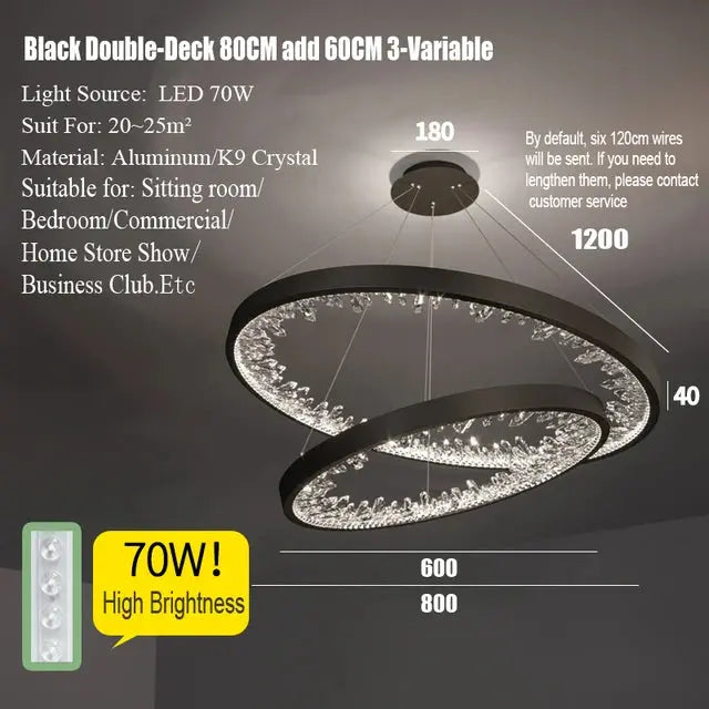 Modern Luxury Circular Black Chandelier ChandeliersLife®