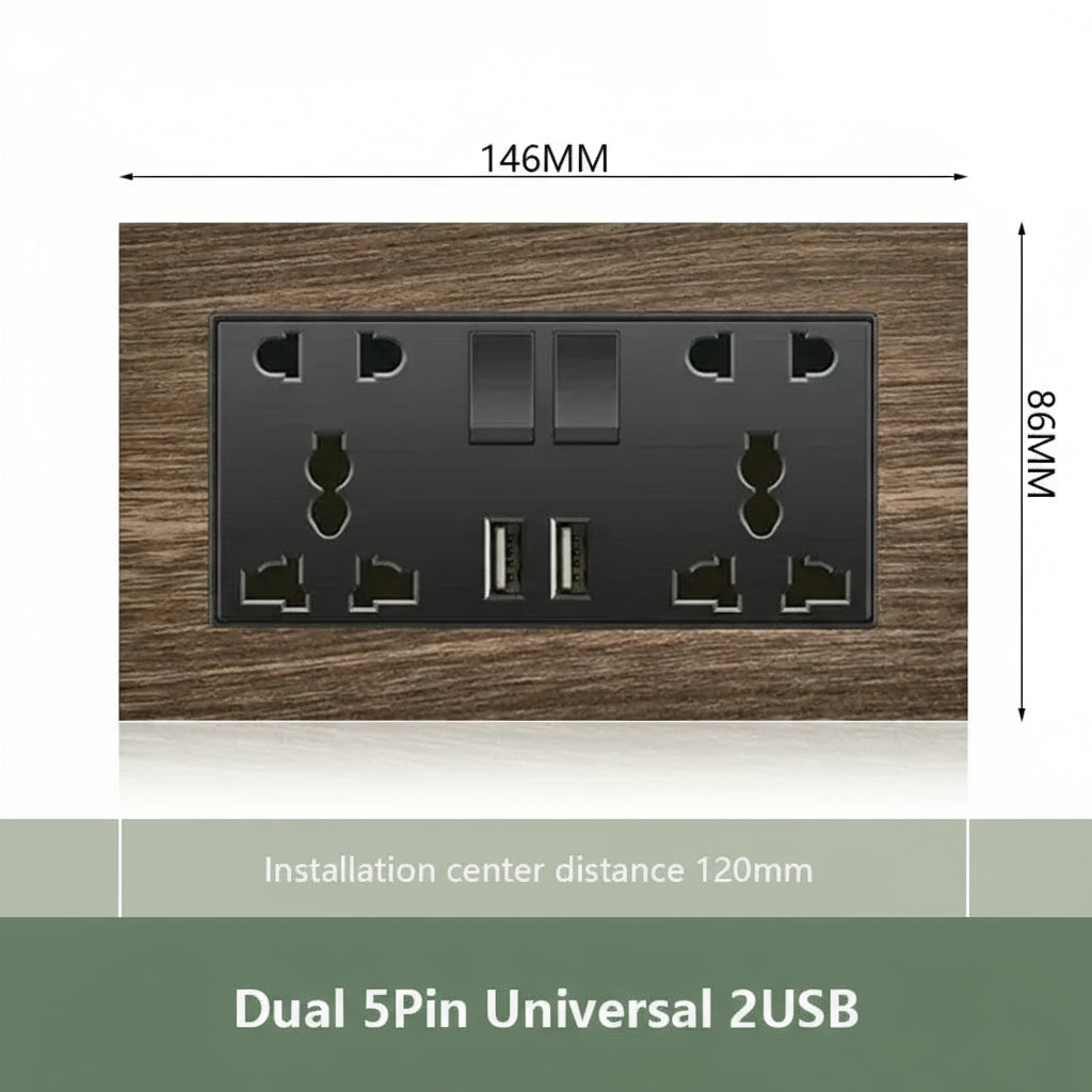 UK Wall Electrical Outlet with USB Charger