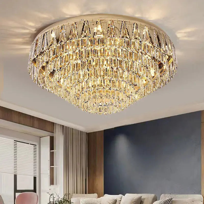 Rectangular Round Crystal Luxury Ceiling Lamp