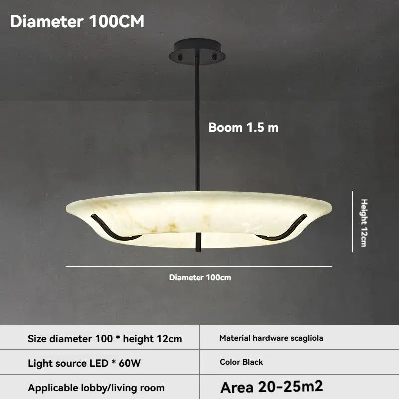 American Retro Alabaster Ring Chandelier