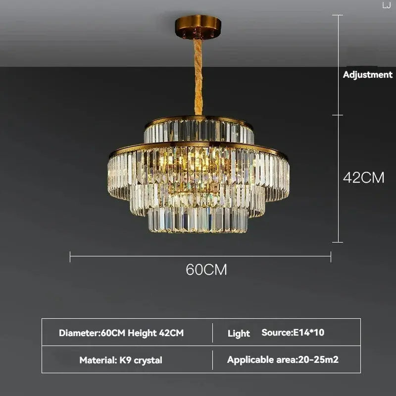 Modern Crystal Chandelier Simple Lustre Ceiling Lamp Living Room Chandelier Villa Bedroom Kitchen Island Decoration Round Lamp ChandeliersLife®