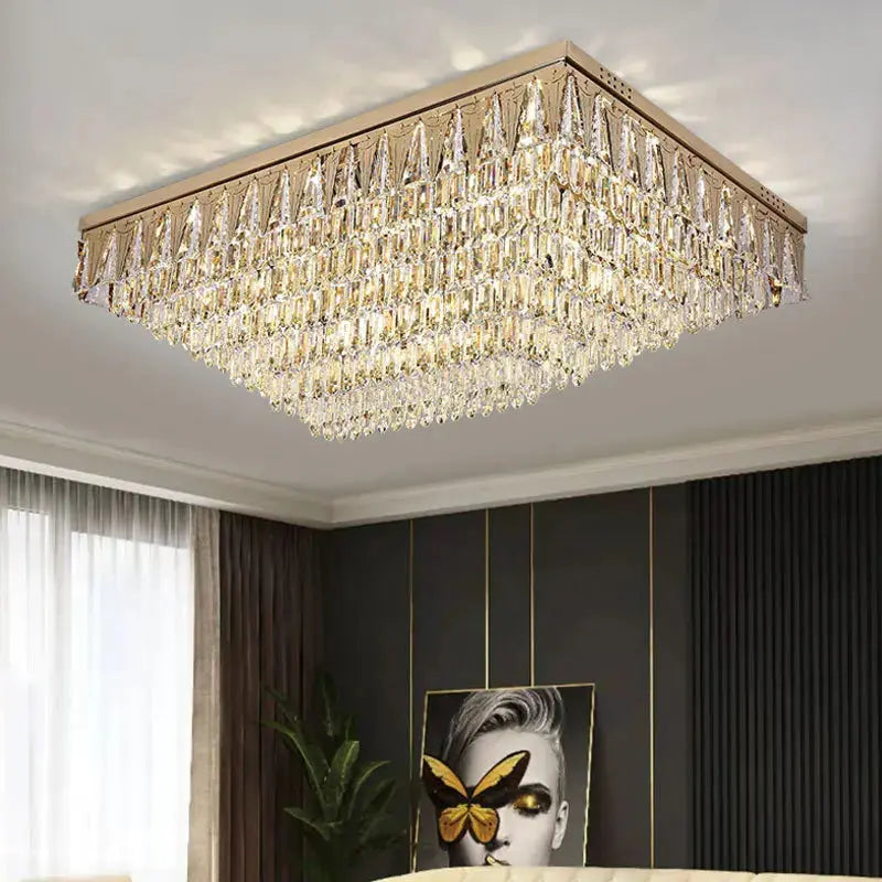 Rectangular Round Crystal Luxury Ceiling Lamp