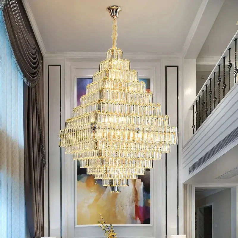 Modern Luxury Spiral Staircase Crystal Chandelier ChandeliersLife®