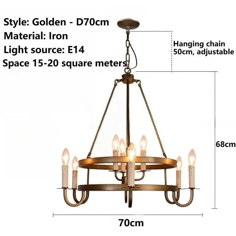Designer Double-layer Candle Retro Bronze Pendant Light