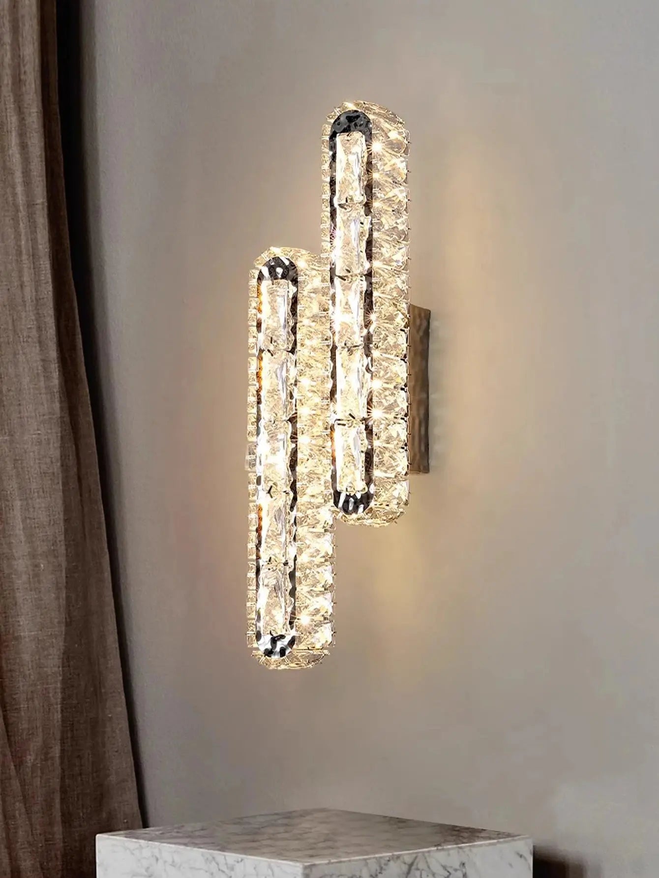 Double Row Crystal Wall Light