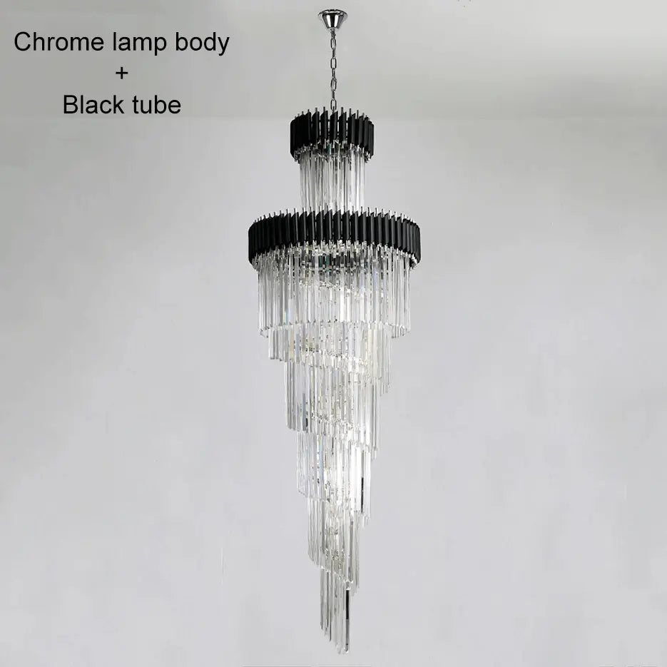 Long Black Crystal Loft Chandelier ChandeliersLife®