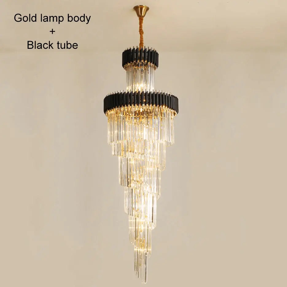 Long Black Crystal Loft Chandelier ChandeliersLife®