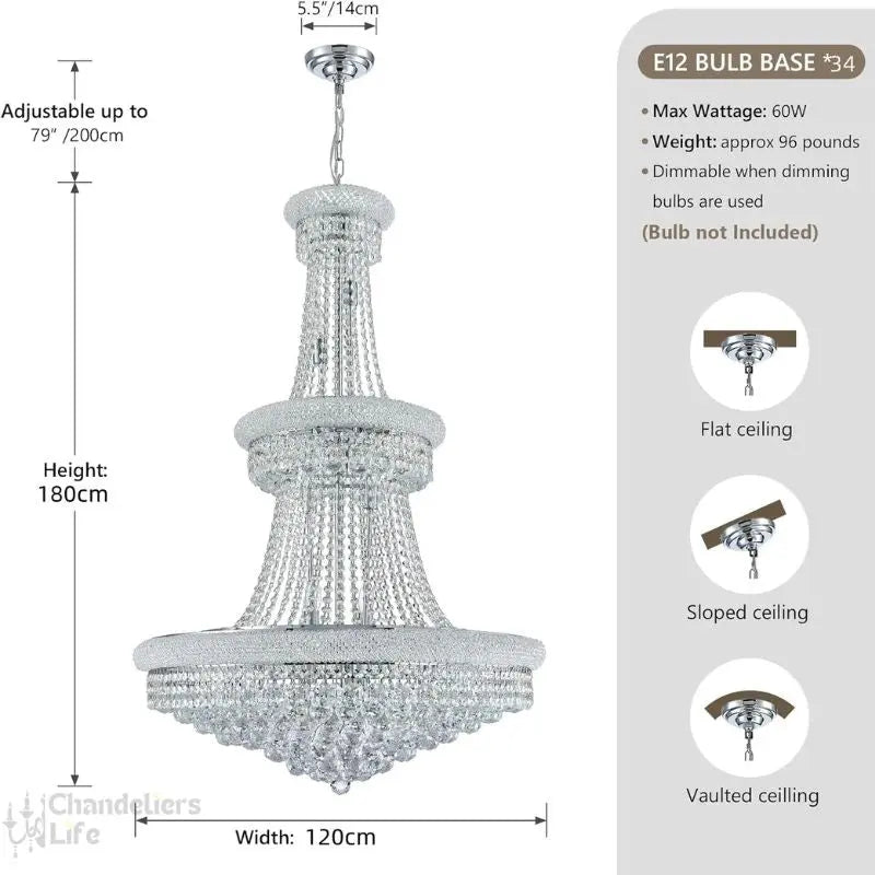 Modern Empire Crystal Chrome Chandelier ChandeliersLife®