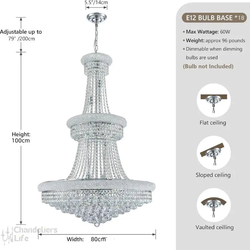 Modern Empire Crystal Chrome Chandelier ChandeliersLife®