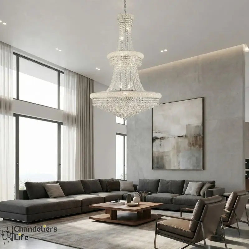 Modern Empire Crystal Chrome Chandelier ChandeliersLife®