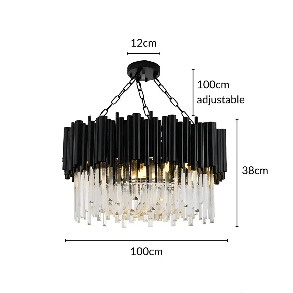 Modern Luxury Round Crystal Black Chandelier