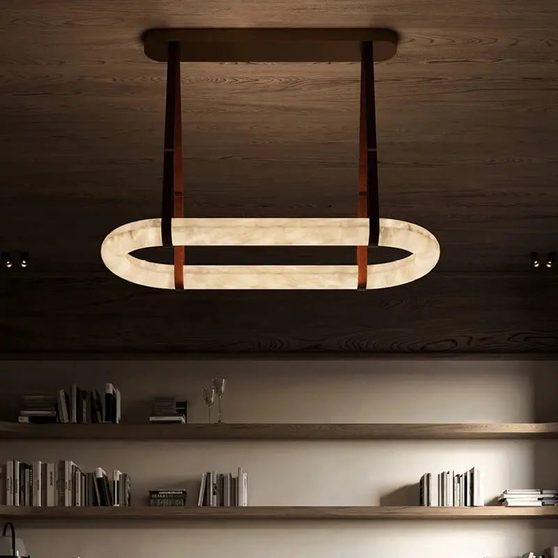 Luxury Leather Circle Marble Chandelier ChandeliersLife®