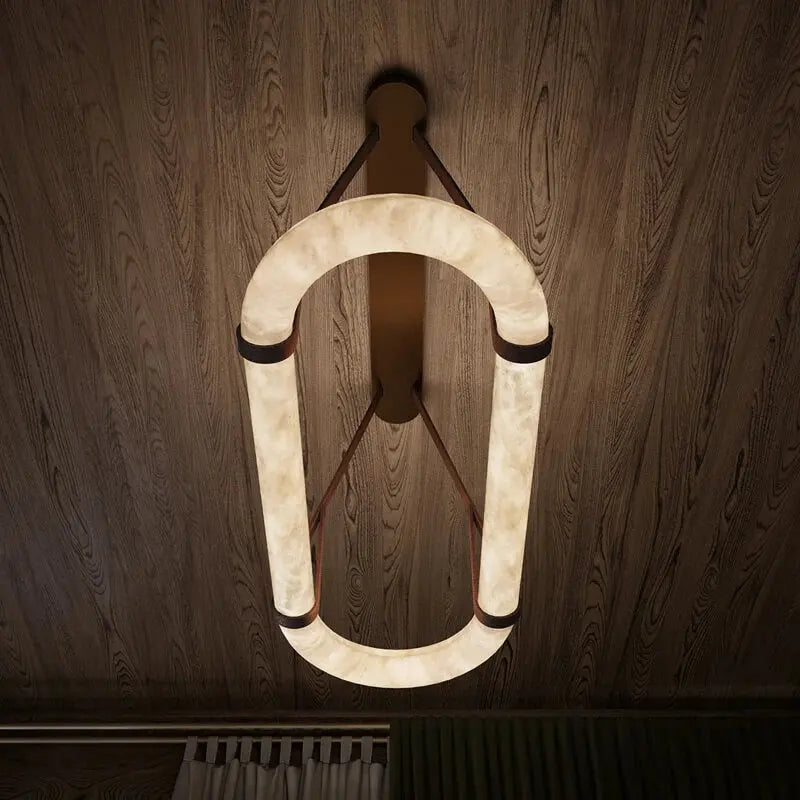 Luxury Leather Circle Marble Chandelier ChandeliersLife®