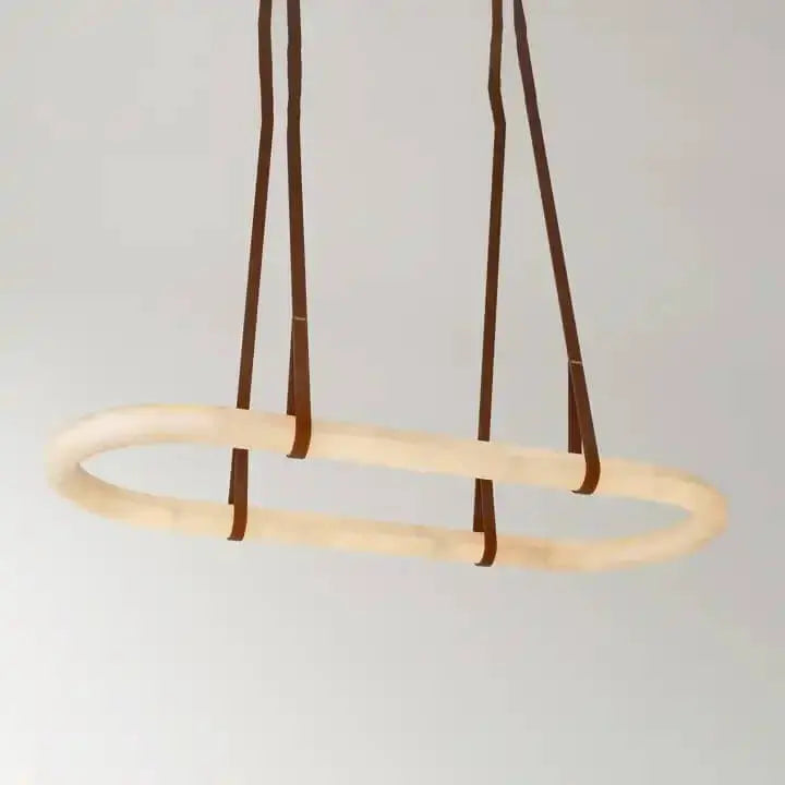 Luxury Leather Circle Marble Chandelier ChandeliersLife®