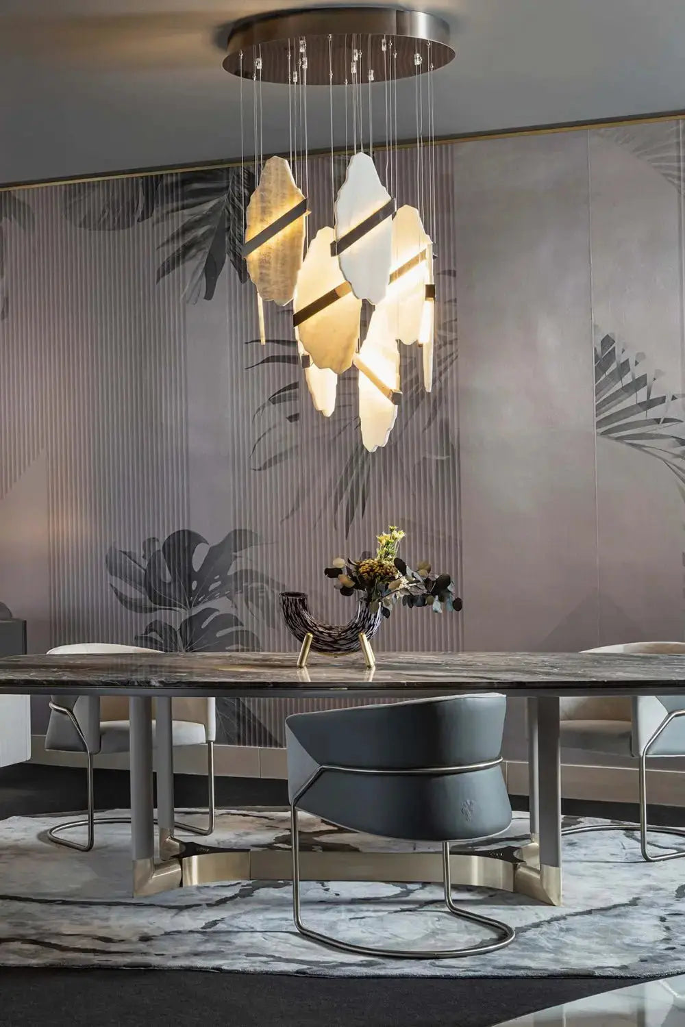 Seven Panels Modern Alabaster Pendant Light Yiosi