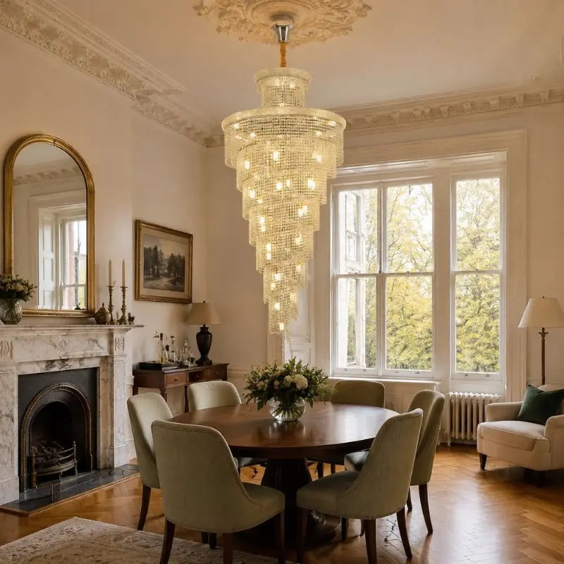 Luxury Gold Crystal Staircase Chandelier for High Ceilings
