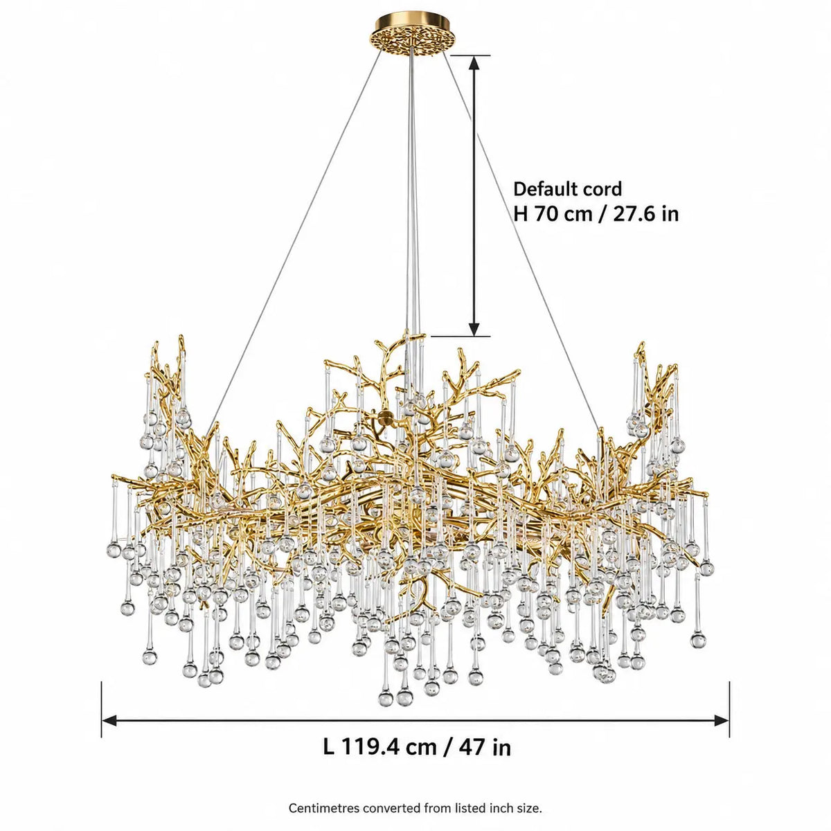 Luxury Crystal Led Tree Branch Chandelier — dimensions and measurements 4