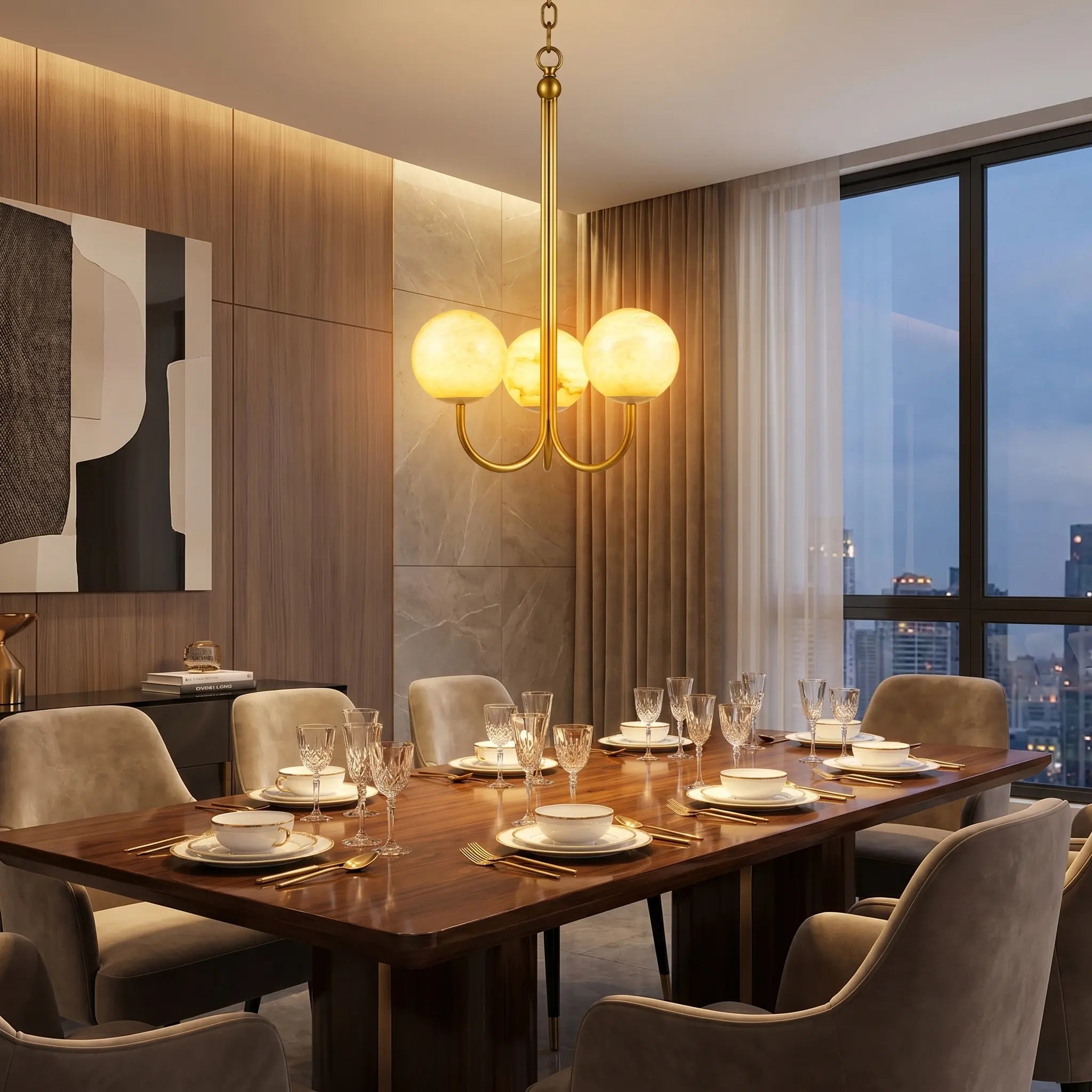 Brass Classic Alabaster Pendant Light ChandeliersLife®