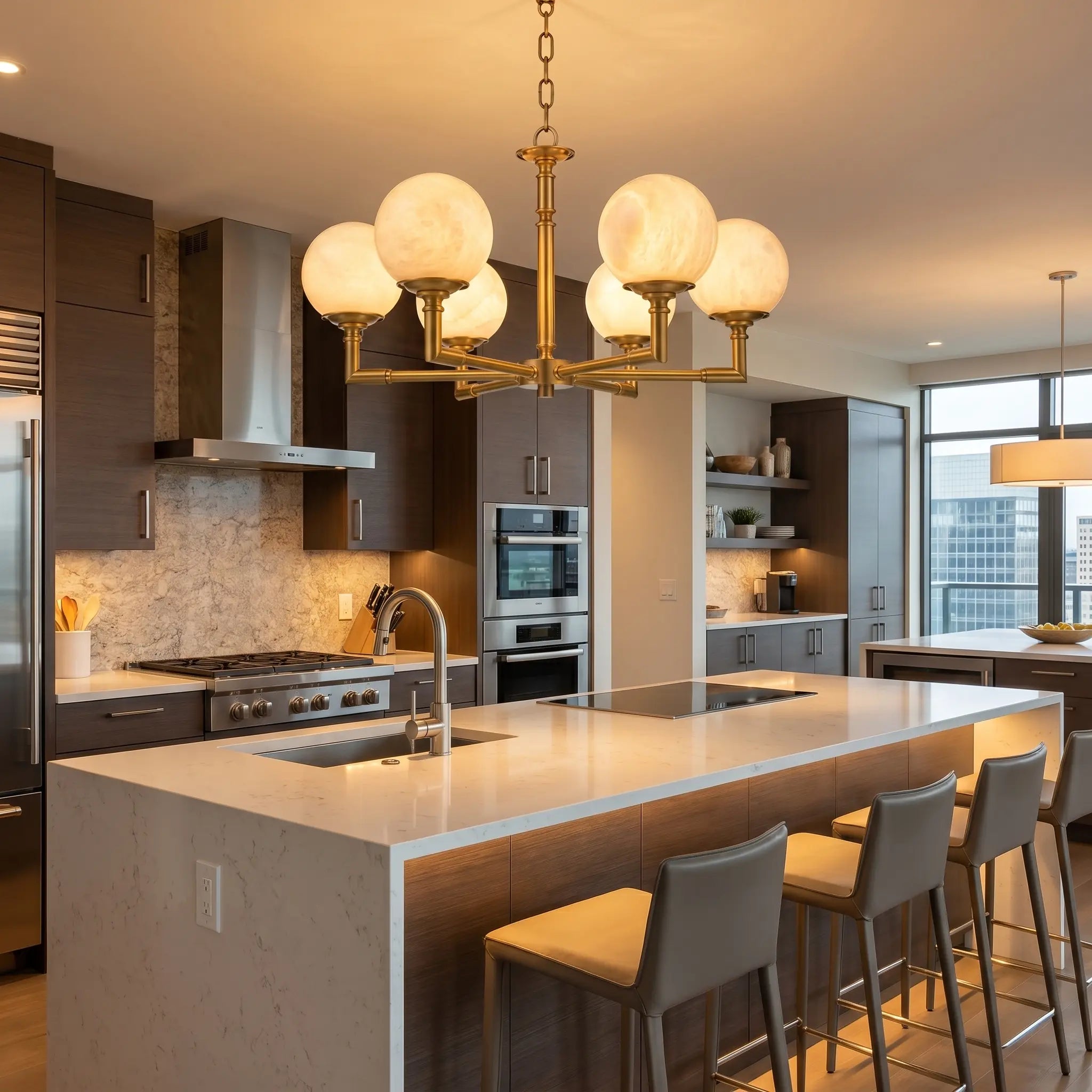 Brass Classic Alabaster Pendant Lamp ChandeliersLife®