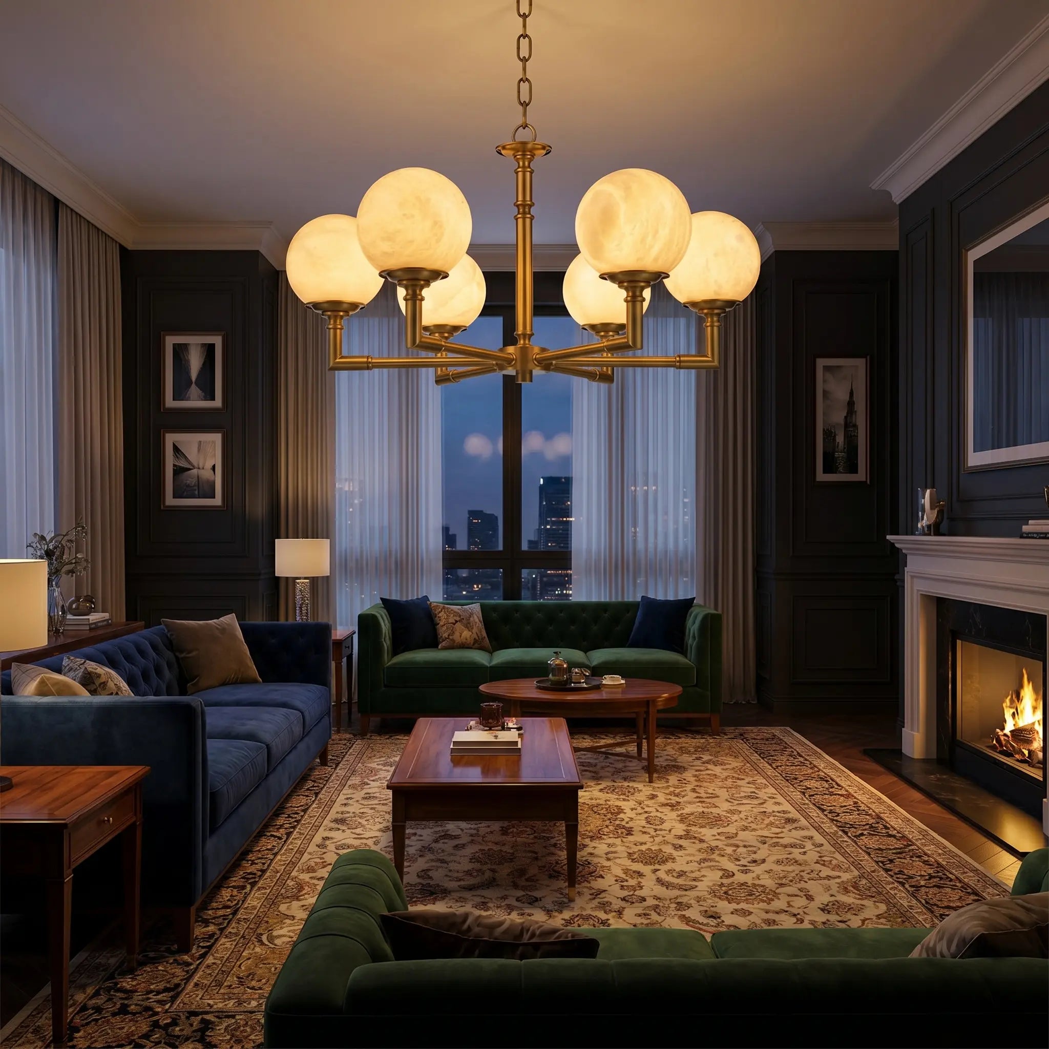 Brass Classic Alabaster Pendant Lamp ChandeliersLife®
