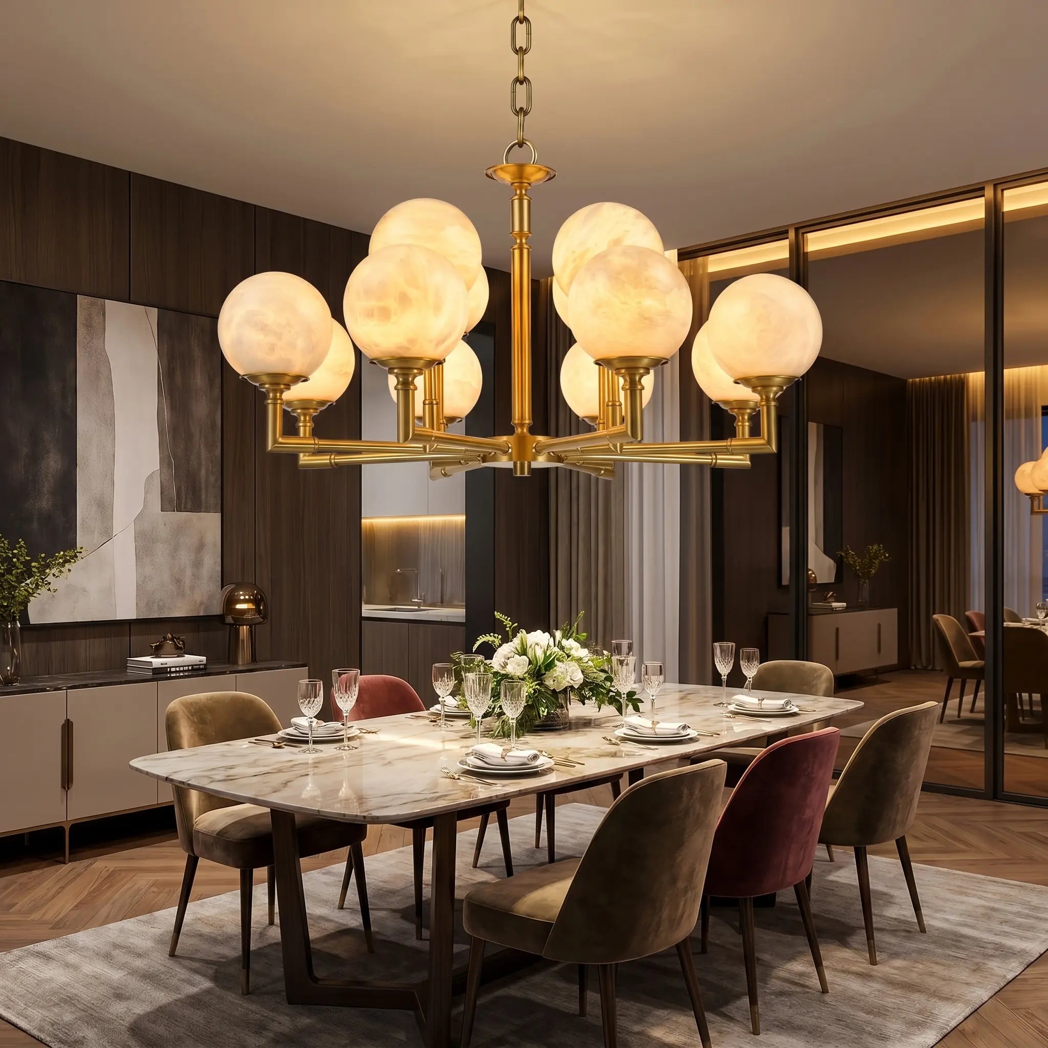 Brass Classic Alabaster Pendant Lamp ChandeliersLife®