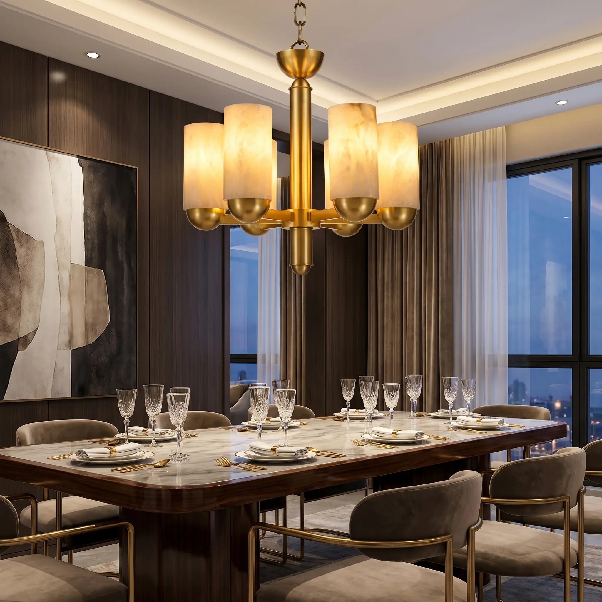 Cylinder Modern Alabaster Pendant Lamp ChandeliersLife®
