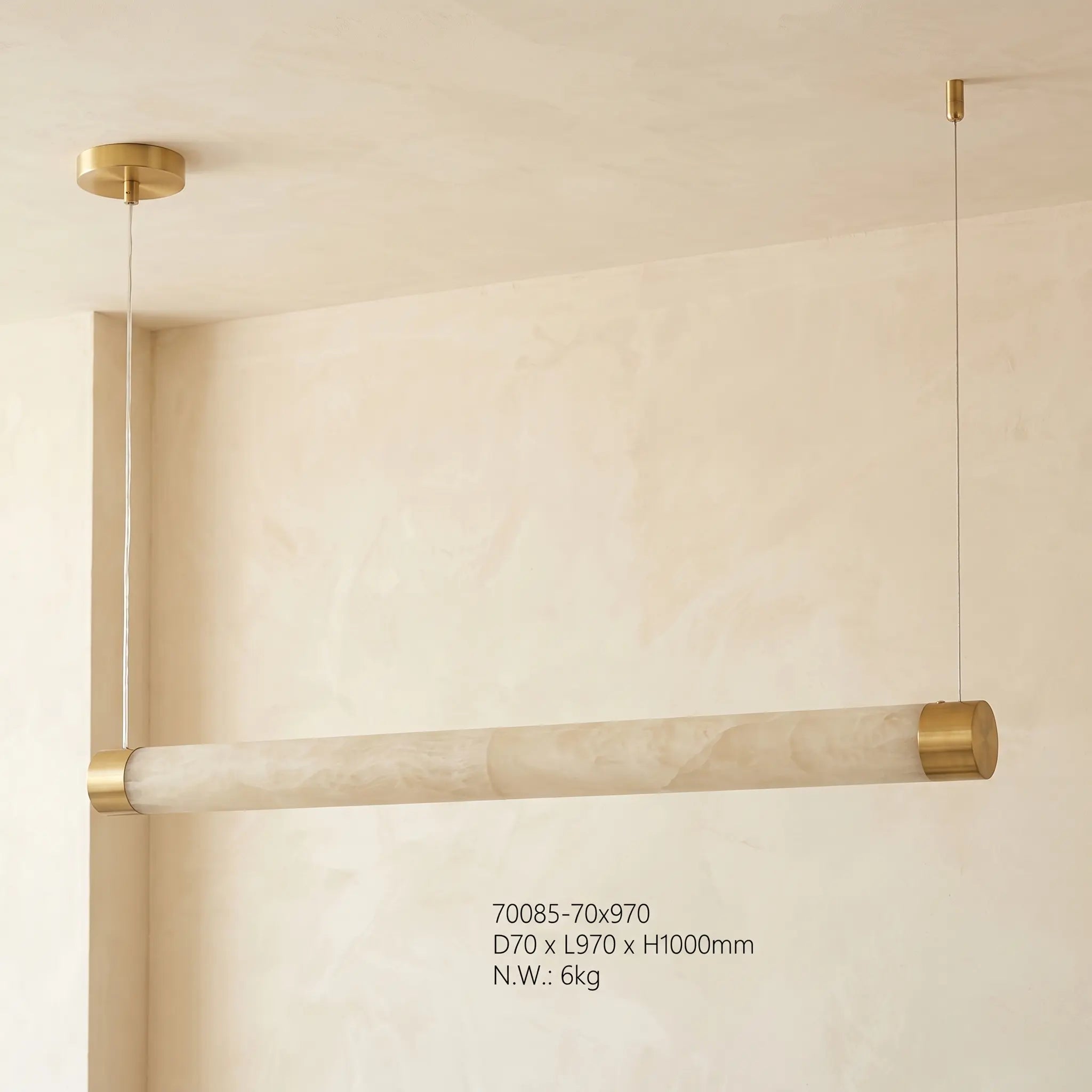 Linear Rod Alabaster Pendant Light Yiosi