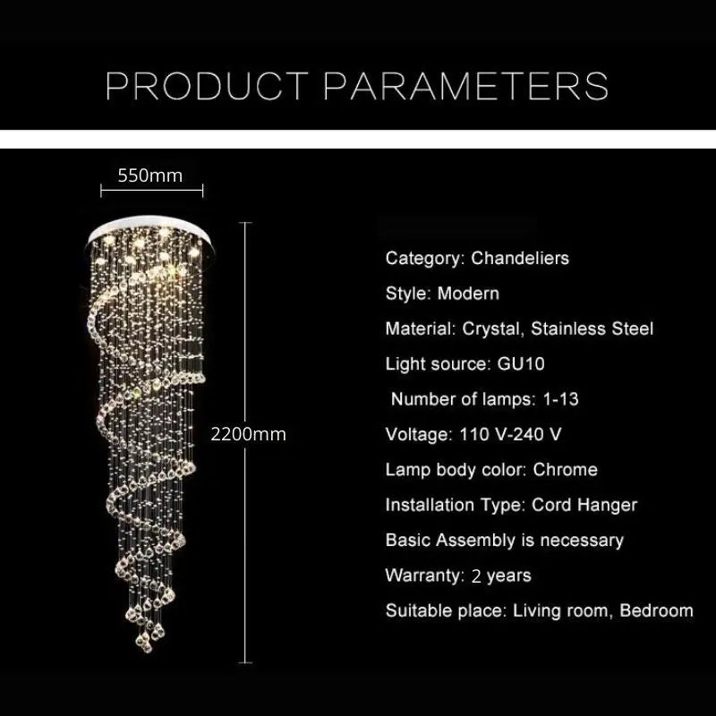 LED Spiral Crystal Chandelier ChandeliersLife®