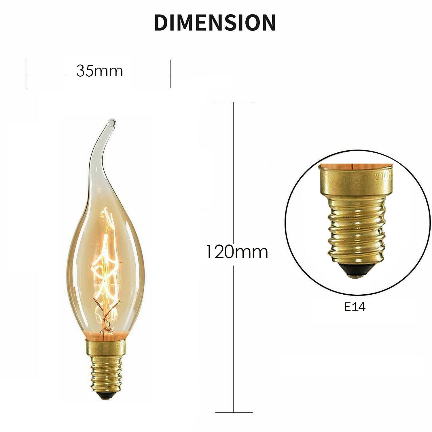 E14 Antique Filament Light Bulb