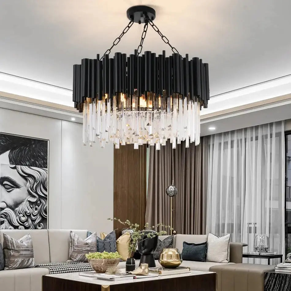 Modern Luxury Round Crystal Black Chandelier ChandeliersLife®