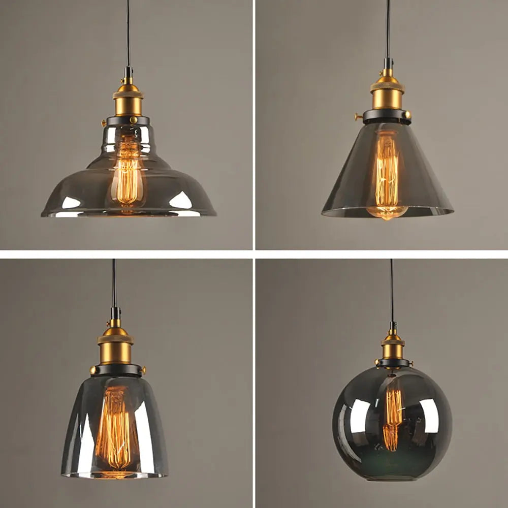Industrial Retro Smoky Glass Vintage Pendant Lights