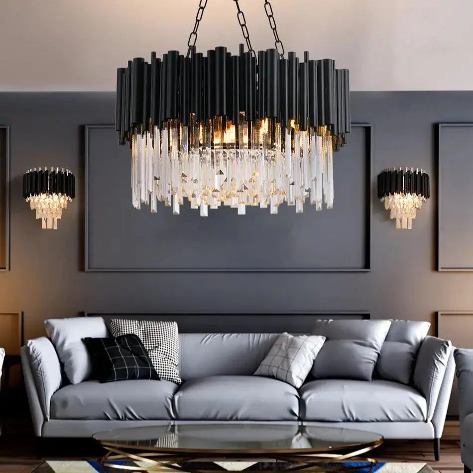 Modern Luxury Round Crystal Black Chandelier ChandeliersLife®