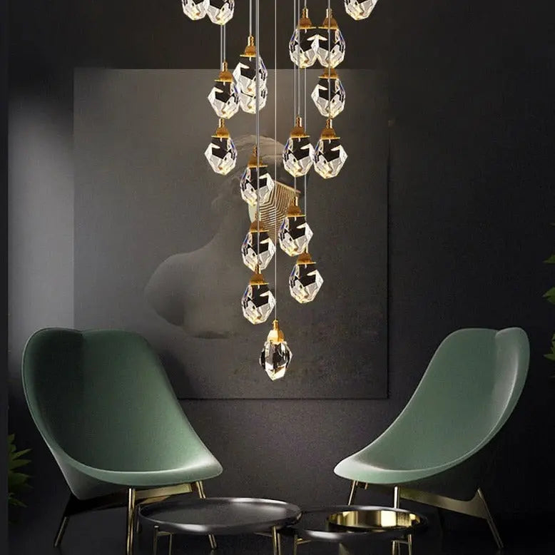 Luxury Long Diamond Crystal Ball Chandelier