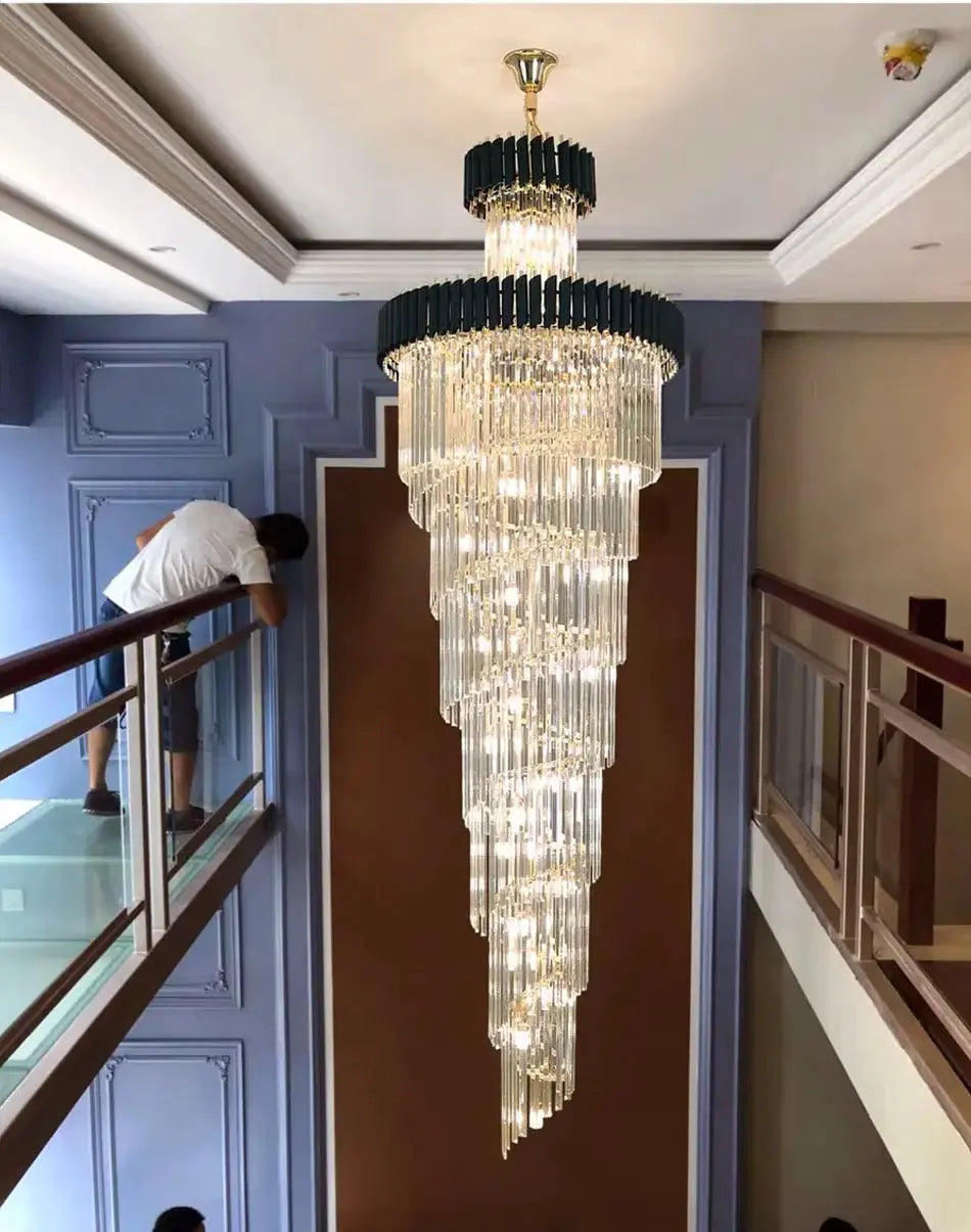 Long Loft Black Crystal Chandelier ChandeliersLife®