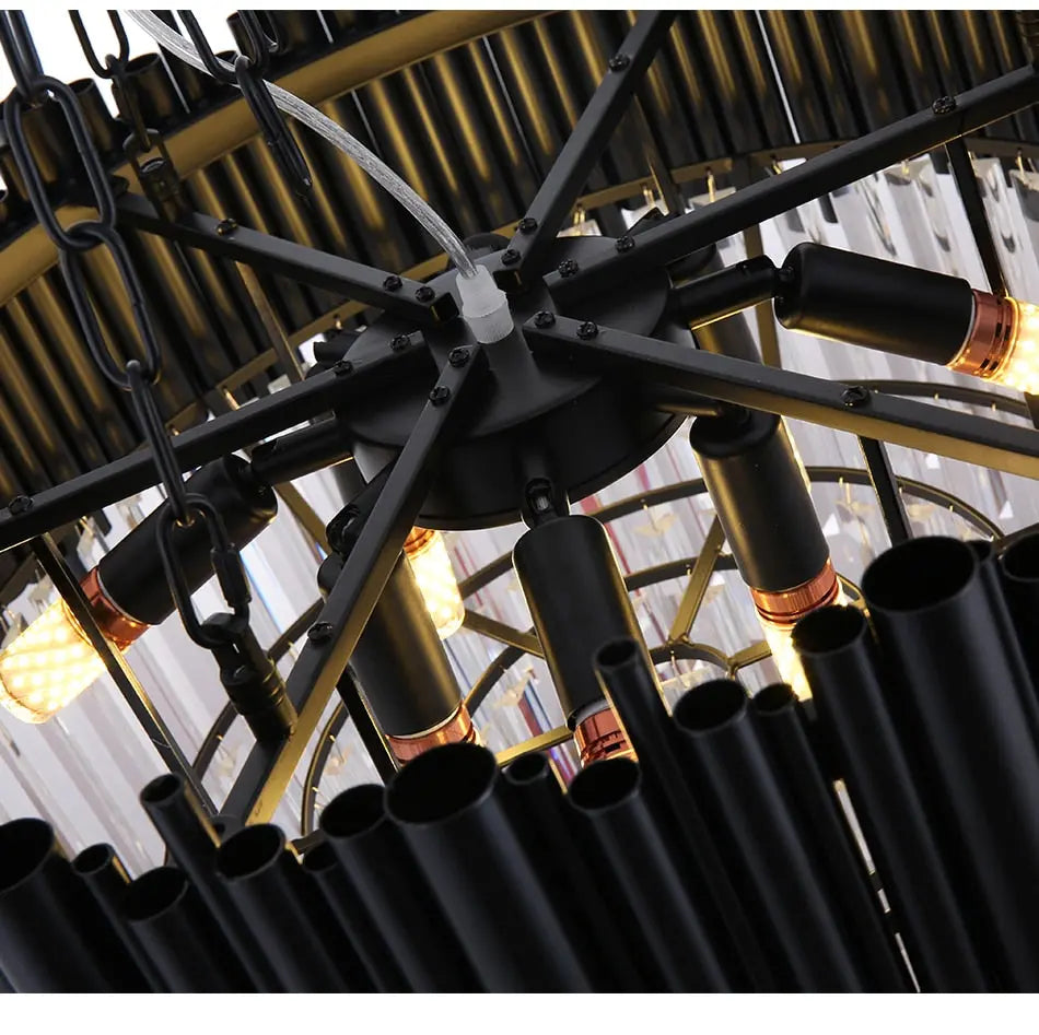 Black Modern Luxury Round Crystal Chandelier ChandeliersLife®