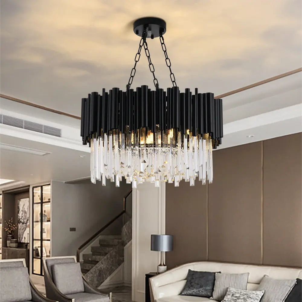 Black Modern Luxury Round Crystal Chandelier ChandeliersLife®