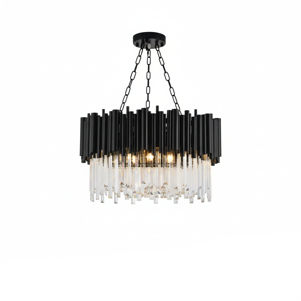 Black Modern Luxury Round Crystal Chandelier ChandeliersLife®