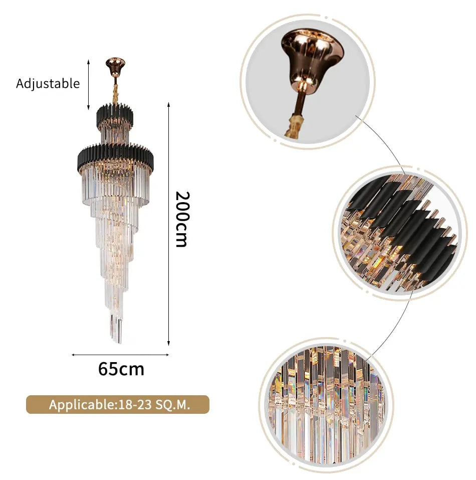 Long Black Crystal Loft Chandelier ChandeliersLife®