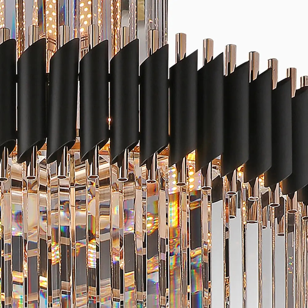 Long Black Crystal Loft Chandelier ChandeliersLife®