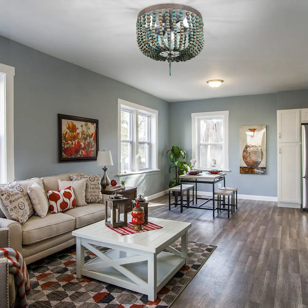 Retro Vintage Rustic Round Wooden Bead Ceiling Lights ChandeliersLife®