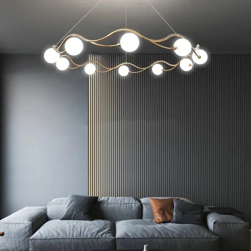 Horizontal Circle Milk White Ball Chandelier Nordic