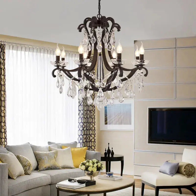 Rustic Chandelier Black Crystal Hanging Light ChandeliersLife®